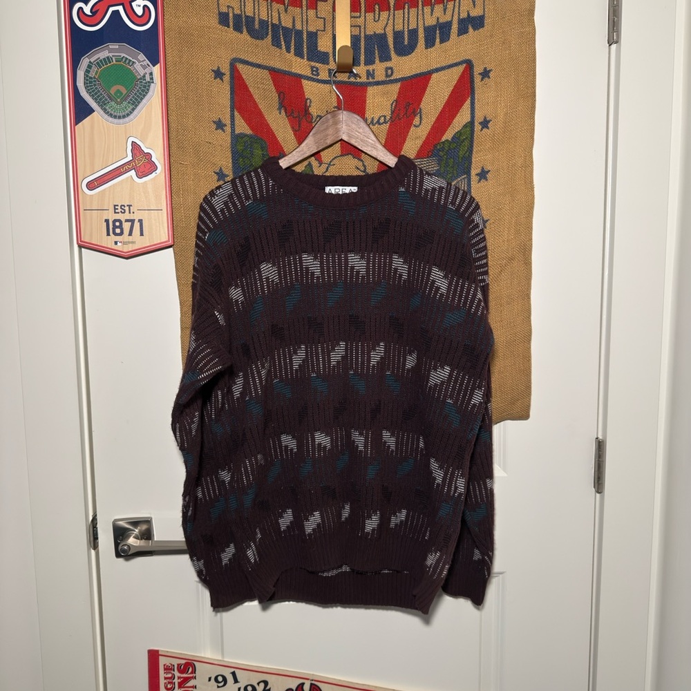 Vintage 80s Area by TAG Mens Geometrical Knit Acrylic Sweater (M)